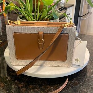 NWT Tory Burch Walker Canvas Double Zip Crossbody